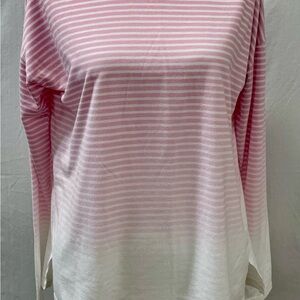 Vince Camuto Striped Pink and White Long Sleeve Tee